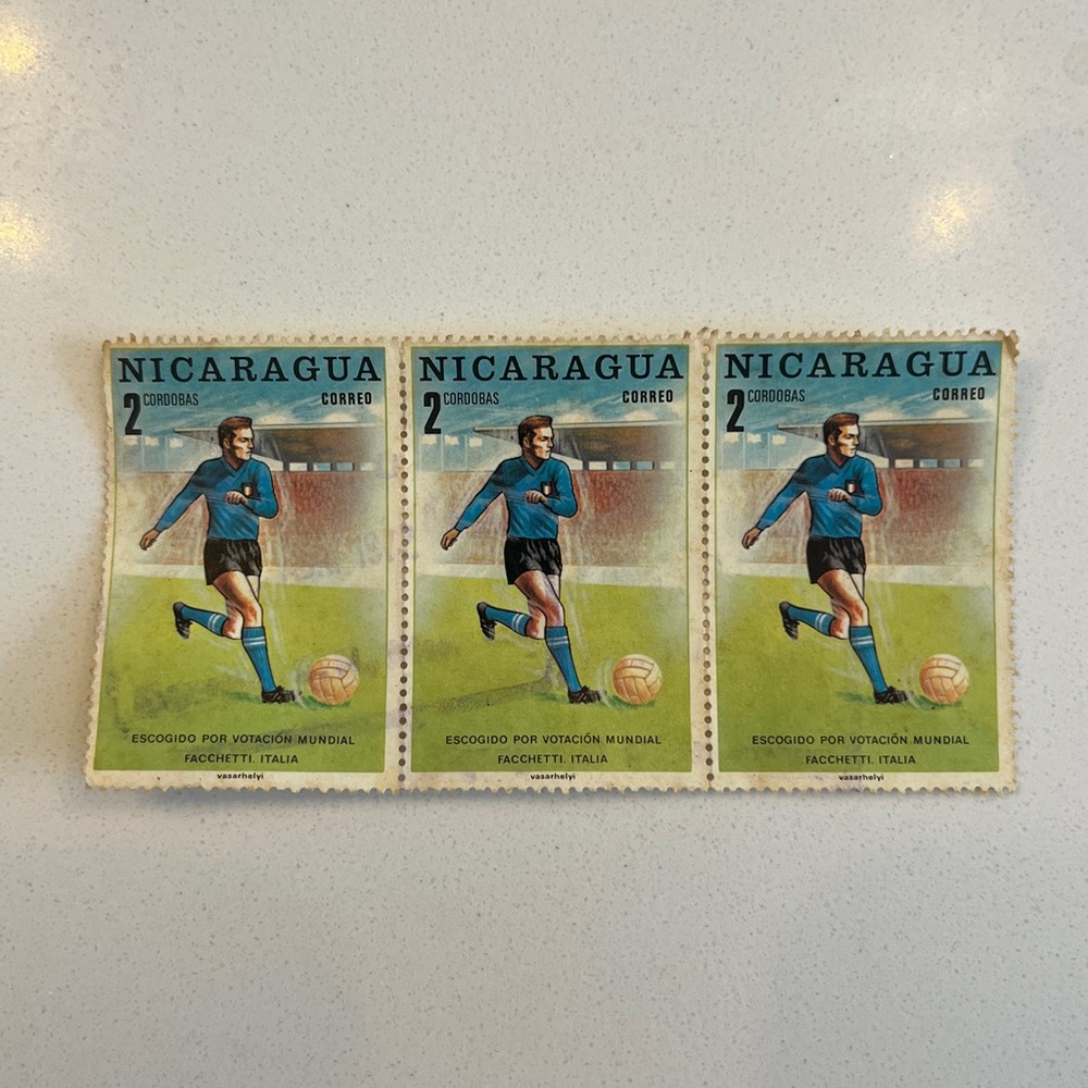 Vintage Nicaragua Soccer Stamp